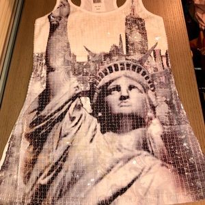 NWT Lady Liberty sequined tank top XS/S